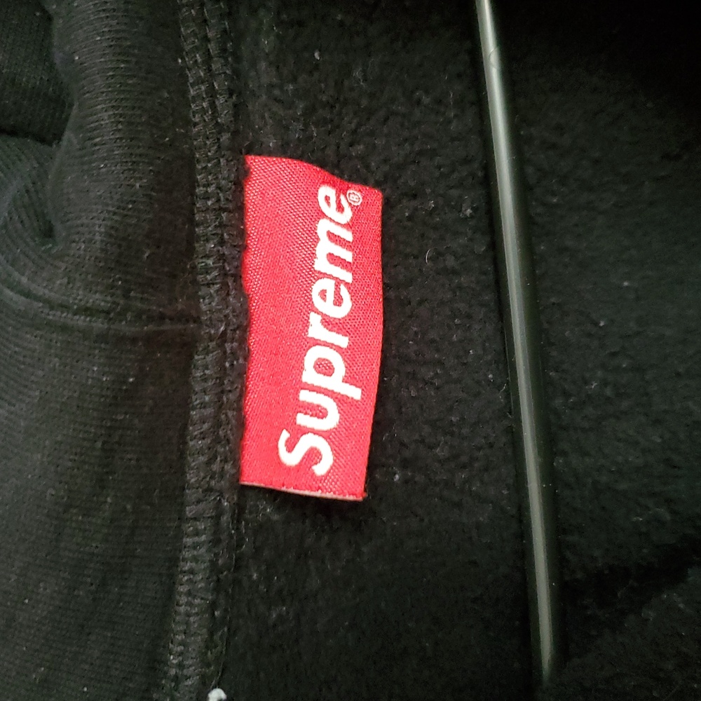 Supreme Black Zip-Up Hoodie with White Detailing - Picture 4 of 6